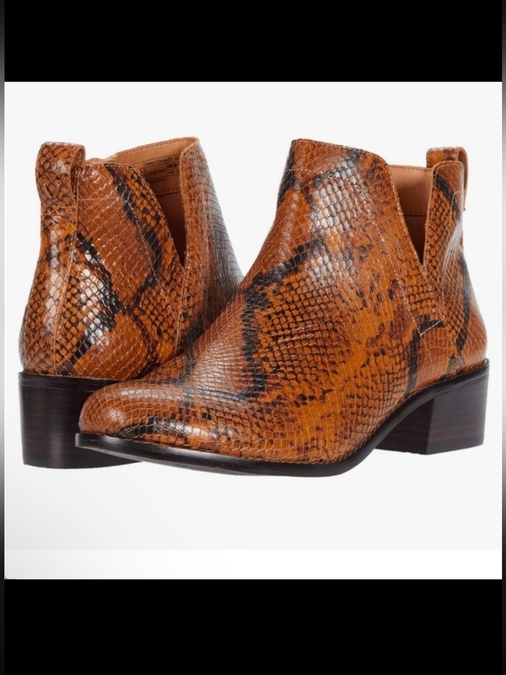 Vionic Clara Boa Snake Print Ankle Boots Espresso Leather Size 8.5 Comfort Zip